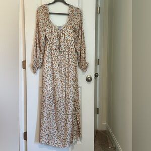 Lost + Wander Floral Woman’s Maxi Dress - Orange and Blue Size Medium